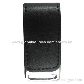 Leather USB Disk, 8 and 16GB, Comes with Plug-and-play Function, Anti-shock, Data Preloading